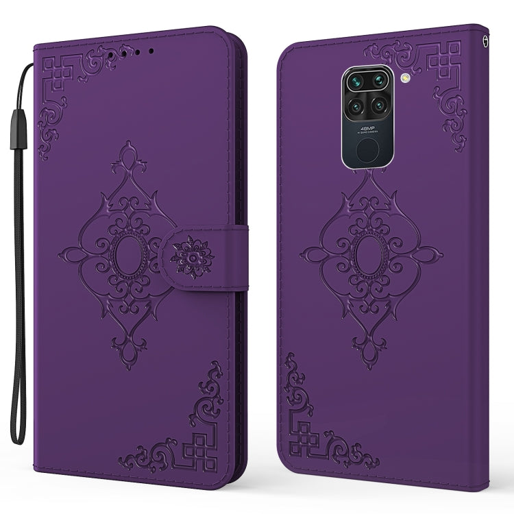 For Xiaomi Redmi Note 9 Embossed Fortune Flower Pattern Horizontal Flip Leather Case with Holder & Card Slot & Wallet & Lanyard