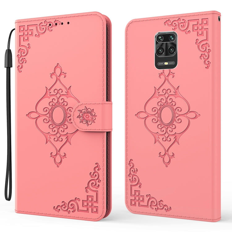 For Xiaomi Redmi Note 9 Pro Embossed Fortune Flower Pattern Horizontal Flip Leather Case with Holder & Card Slot & Wallet & Lanyard