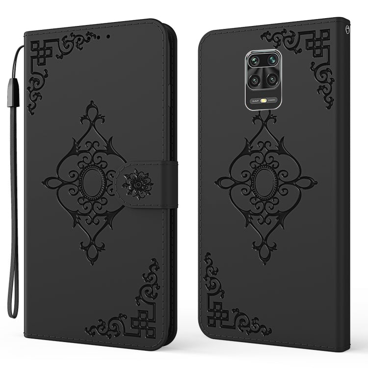 For Xiaomi Redmi Note 9 Pro Embossed Fortune Flower Pattern Horizontal Flip Leather Case with Holder & Card Slot & Wallet & Lanyard
