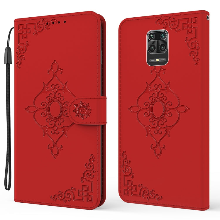 For Xiaomi Redmi Note 9 Pro Embossed Fortune Flower Pattern Horizontal Flip Leather Case with Holder & Card Slot & Wallet & Lanyard