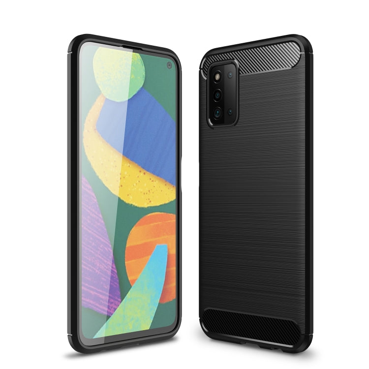 For Samsung Galaxy F52 5G Brushed Texture Carbon Fiber TPU Case