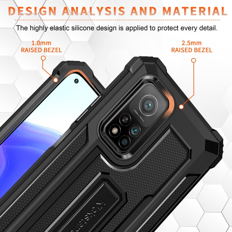 For Xiaomi Mi 10T 5G Knight Jazz PC+TPU Shockproof Protective Case with Foldable Holder