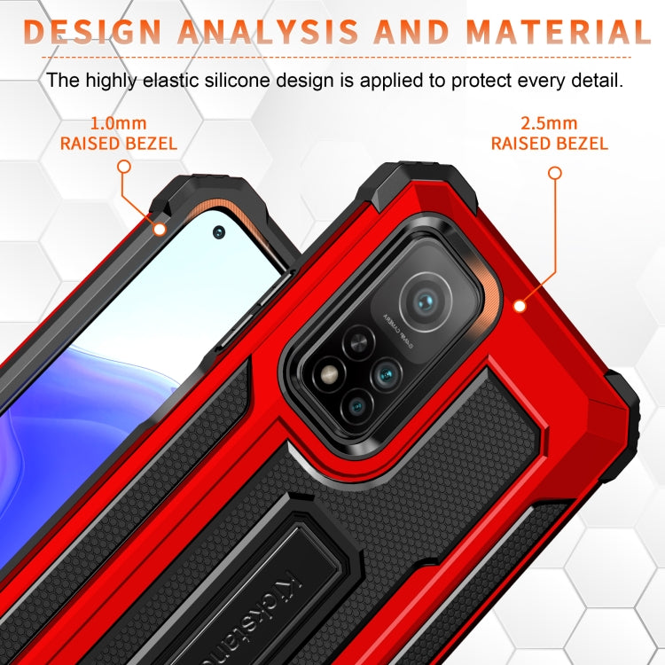 For Xiaomi Mi 10T 5G Knight Jazz PC+TPU Shockproof Protective Case with Foldable Holder