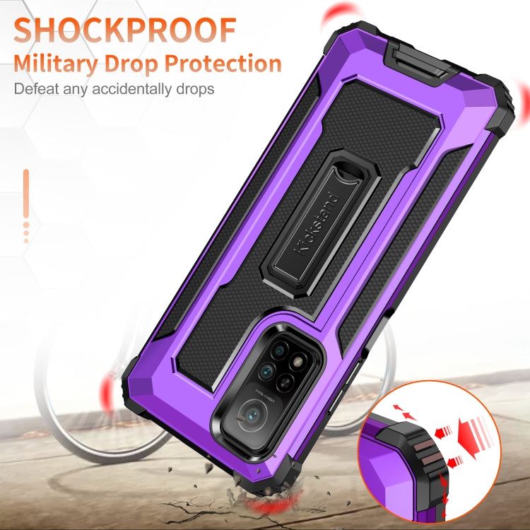 For Xiaomi Mi 10T 5G Knight Jazz PC+TPU Shockproof Protective Case with Foldable Holder