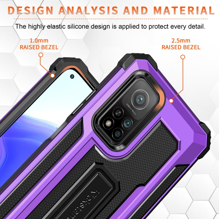 For Xiaomi Mi 10T 5G Knight Jazz PC+TPU Shockproof Protective Case with Foldable Holder