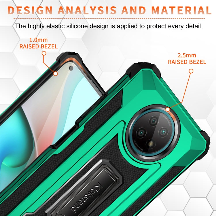 For Xiaomi Redmi Note 9 5G Knight Jazz PC+TPU Shockproof Protective Case with Foldable Holder