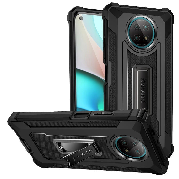 For Xiaomi Redmi Note 9 5G Knight Jazz PC+TPU Shockproof Protective Case with Foldable Holder