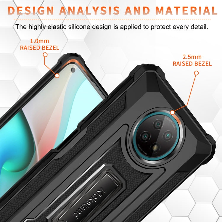 For Xiaomi Redmi Note 9 5G Knight Jazz PC+TPU Shockproof Protective Case with Foldable Holder