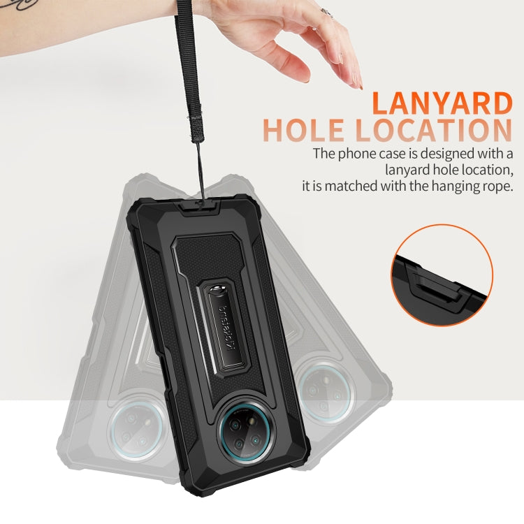 For Xiaomi Redmi Note 9 5G Knight Jazz PC+TPU Shockproof Protective Case with Foldable Holder