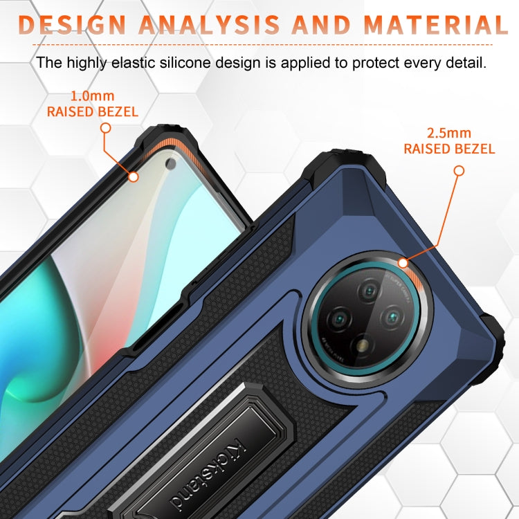 For Xiaomi Redmi Note 9 5G Knight Jazz PC+TPU Shockproof Protective Case with Foldable Holder