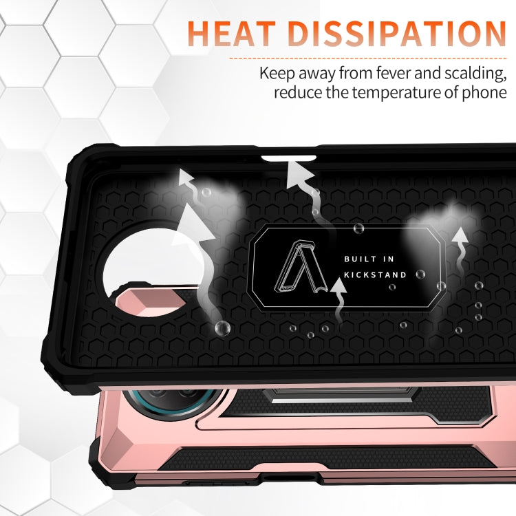 For Xiaomi Redmi Note 9 5G Knight Jazz PC+TPU Shockproof Protective Case with Foldable Holder