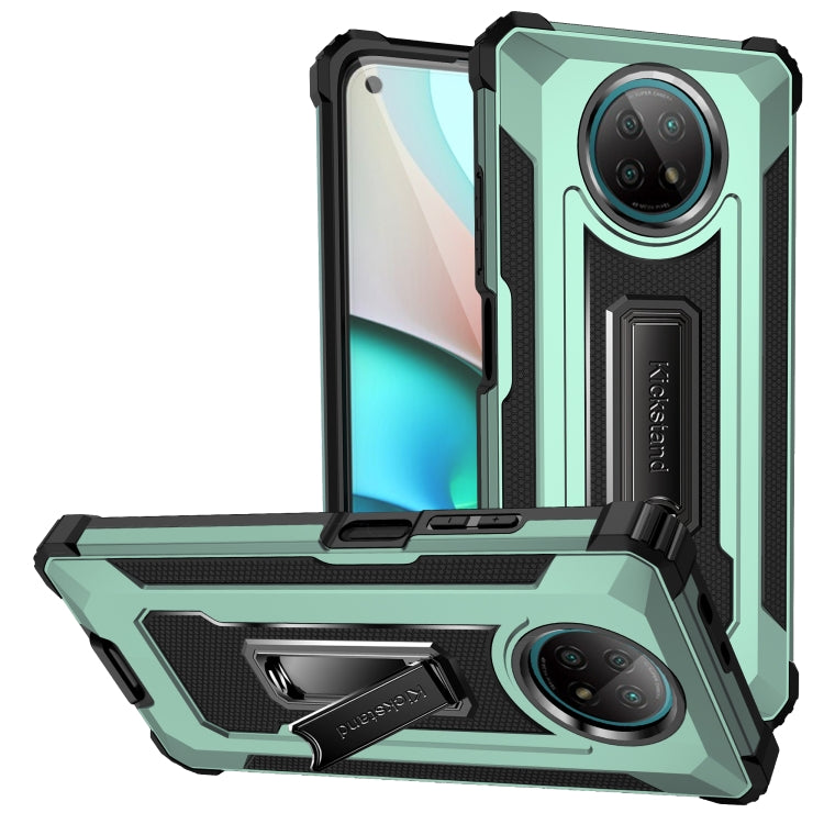 For Xiaomi Redmi Note 9 5G Knight Jazz PC+TPU Shockproof Protective Case with Foldable Holder