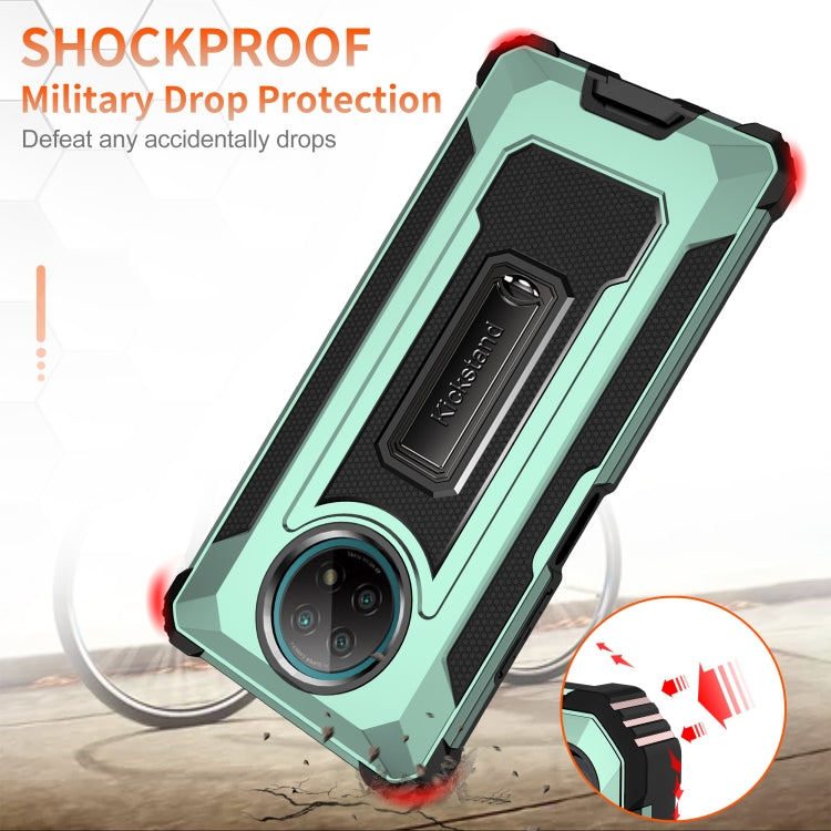 For Xiaomi Redmi Note 9 5G Knight Jazz PC+TPU Shockproof Protective Case with Foldable Holder