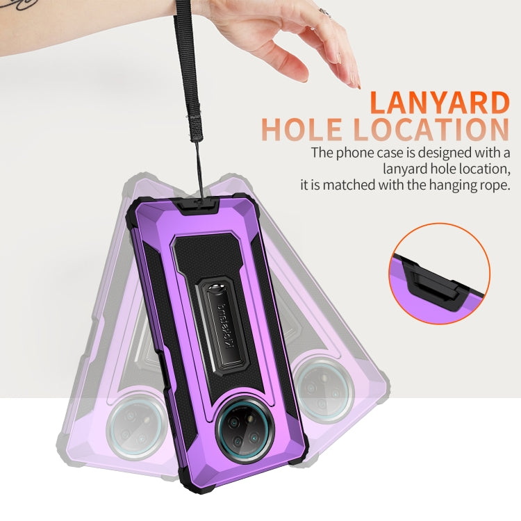 For Xiaomi Redmi Note 9 5G Knight Jazz PC+TPU Shockproof Protective Case with Foldable Holder