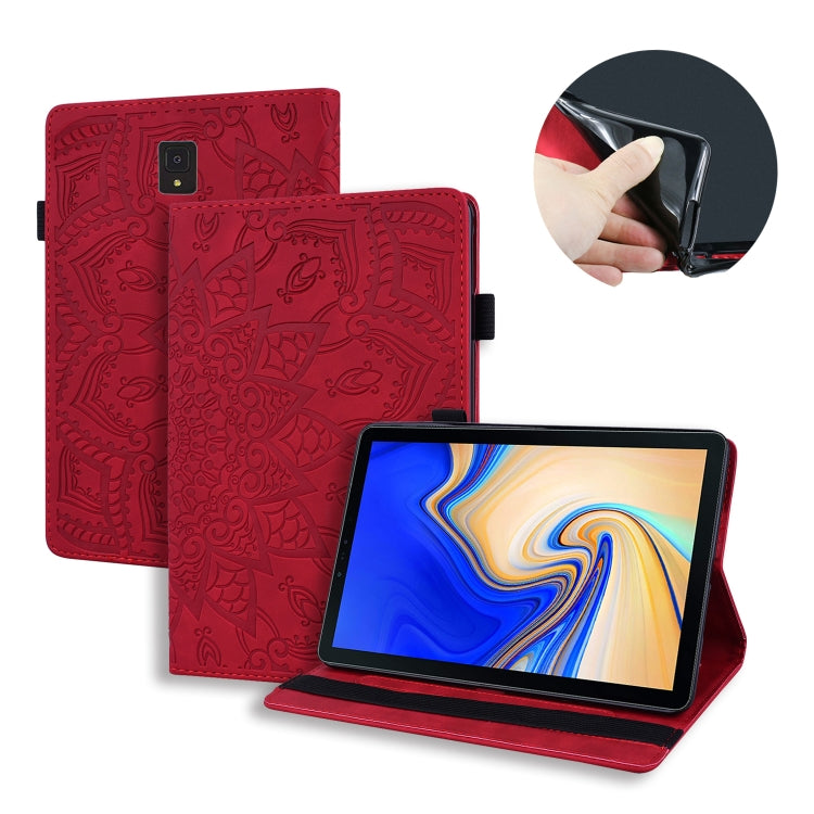 For Galaxy Tab S4 10.5 T830 / T835 Calf Pattern Double Folding Design Embossed Leather Case with Holder & Card Slots & Pen Slot & Elastic Band