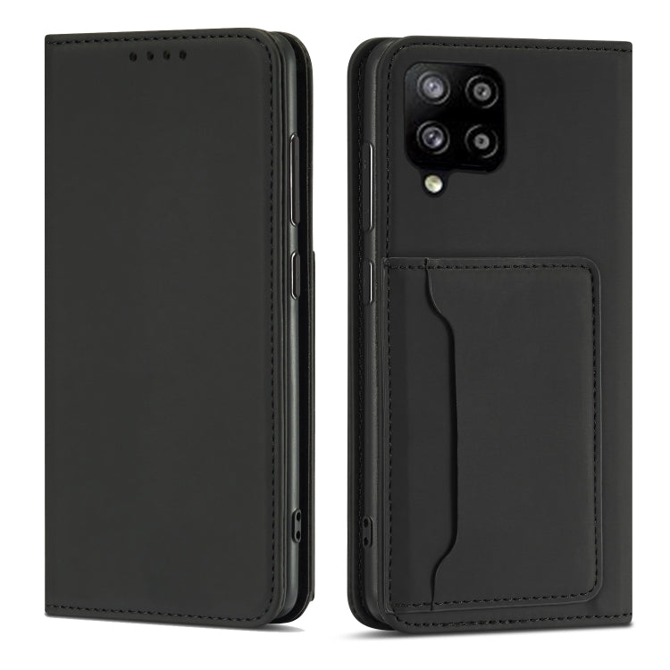 For Samsung Galaxy A22 4G Strong Magnetism Liquid Feel Horizontal Flip Leather Case with Holder & Card Slots & Wallet