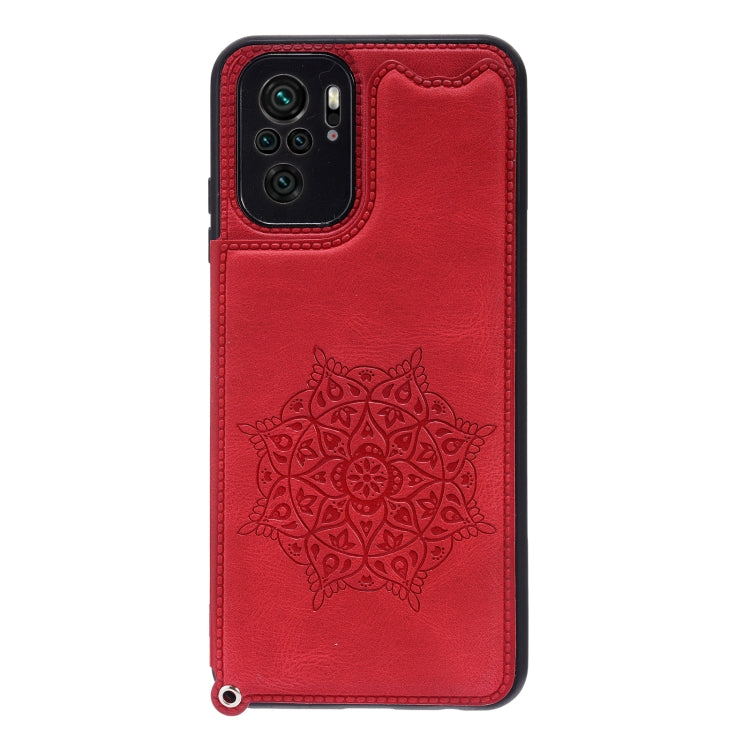 For Xiaomi Redmi Note 10 Mandala Embossed PU + TPU Case with Holder & Card Slots & Photo Frame & Strap
