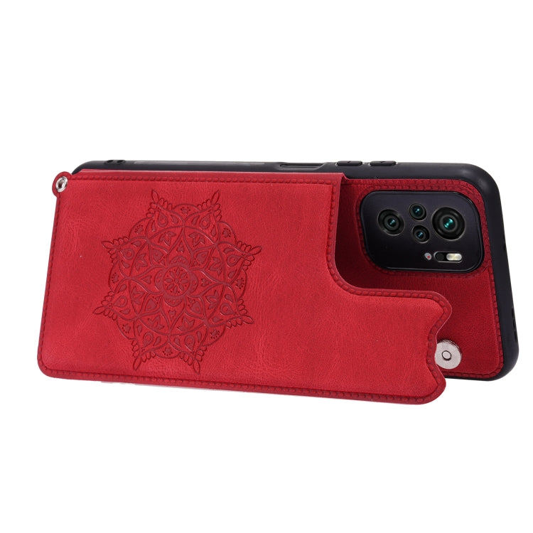 For Xiaomi Redmi Note 10 Mandala Embossed PU + TPU Case with Holder & Card Slots & Photo Frame & Strap