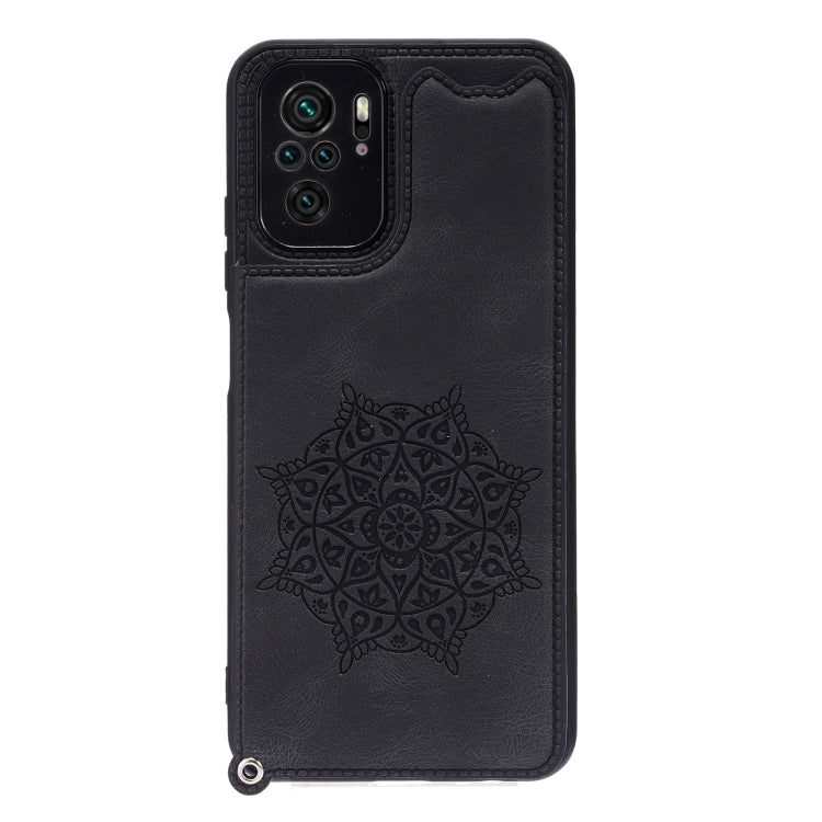 For Xiaomi Redmi Note 10 Mandala Embossed PU + TPU Case with Holder & Card Slots & Photo Frame & Strap