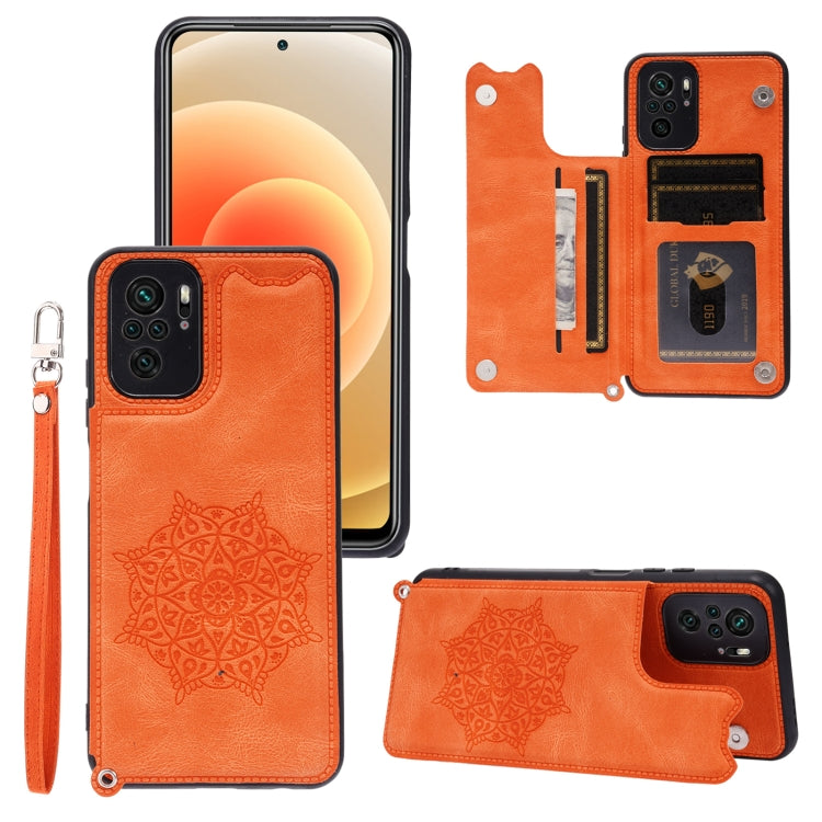For Xiaomi Redmi Note 10 Mandala Embossed PU + TPU Case with Holder & Card Slots & Photo Frame & Strap