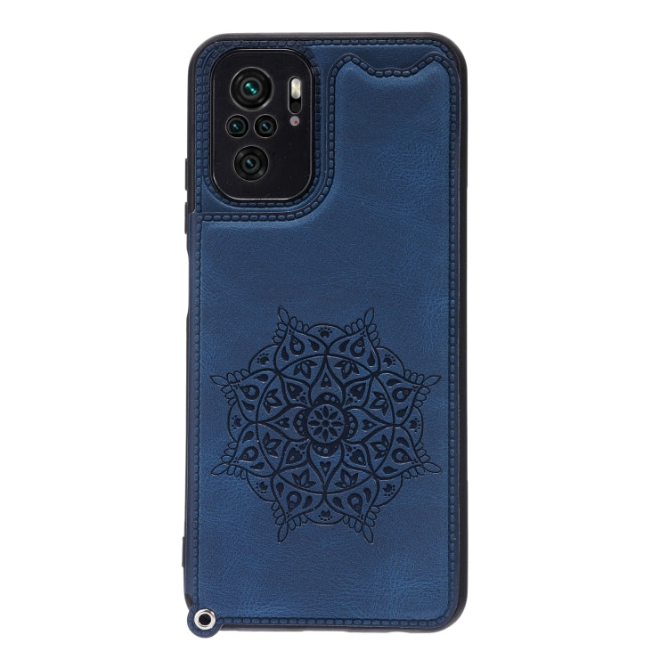 For Xiaomi Redmi Note 10 Mandala Embossed PU + TPU Case with Holder & Card Slots & Photo Frame & Strap
