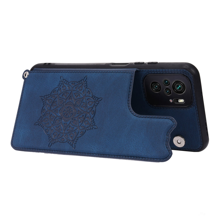 For Xiaomi Redmi Note 10 Mandala Embossed PU + TPU Case with Holder & Card Slots & Photo Frame & Strap
