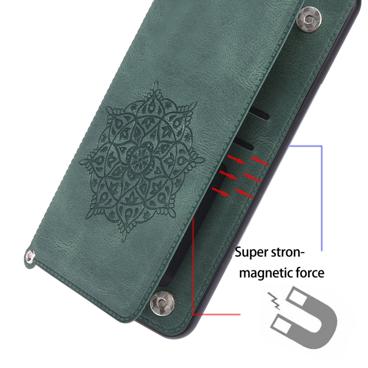 For Xiaomi Redmi Note 10 Mandala Embossed PU + TPU Case with Holder & Card Slots & Photo Frame & Strap