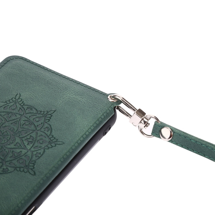 For Xiaomi Redmi Note 10 Mandala Embossed PU + TPU Case with Holder & Card Slots & Photo Frame & Strap