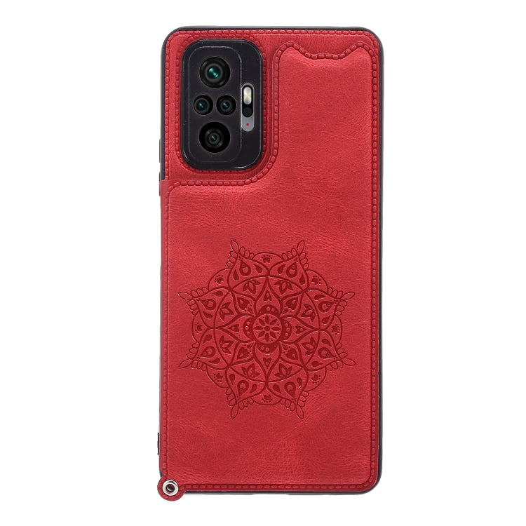 For Xiaomi Redmi Note 10 Pro Max Mandala Embossed PU + TPU Case with Holder & Card Slots & Photo Frame & Strap