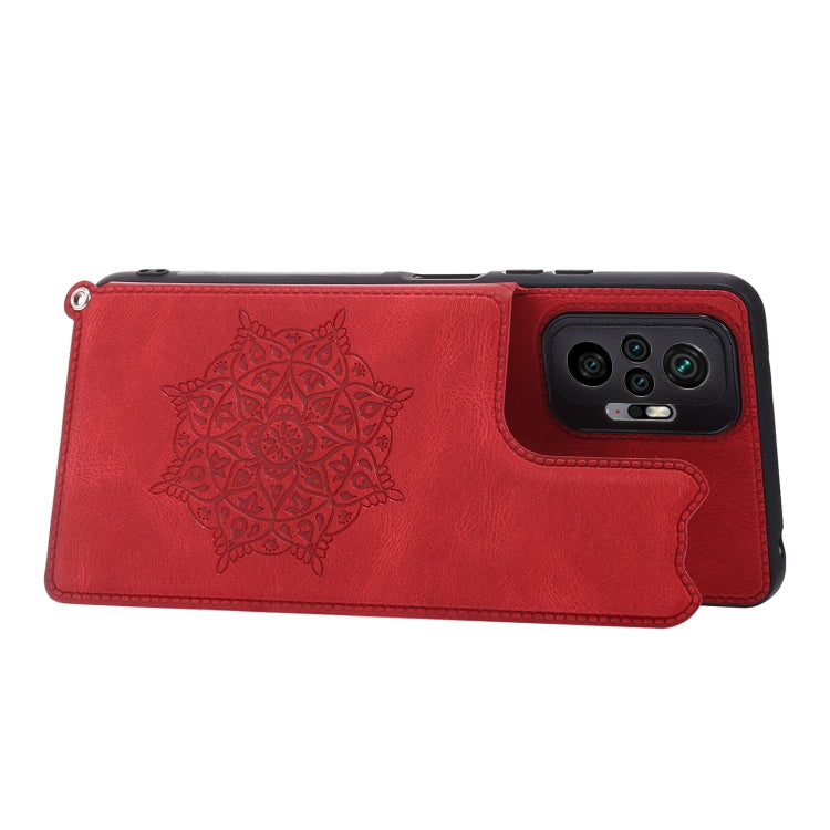 For Xiaomi Redmi Note 10 Pro Max Mandala Embossed PU + TPU Case with Holder & Card Slots & Photo Frame & Strap
