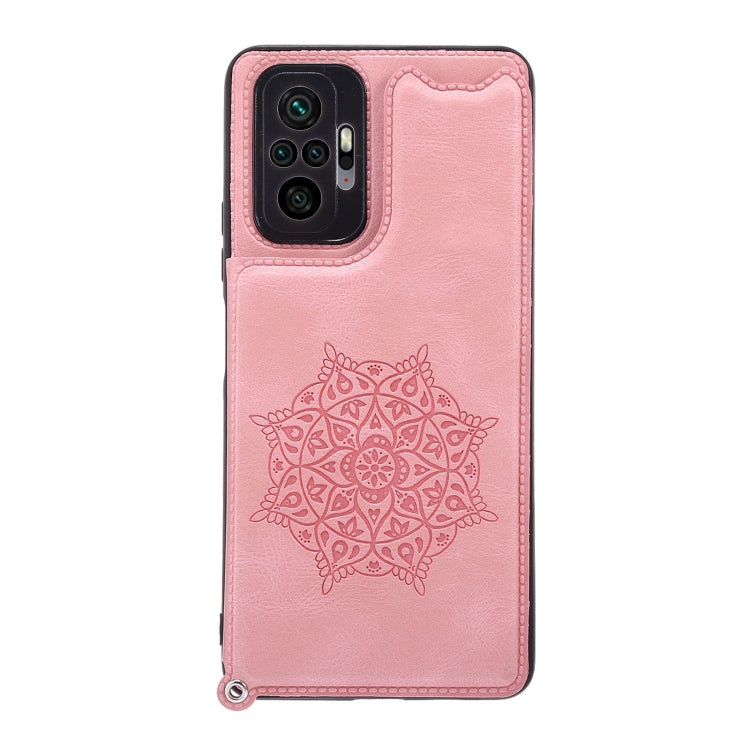 For Xiaomi Redmi Note 10 Pro Max Mandala Embossed PU + TPU Case with Holder & Card Slots & Photo Frame & Strap