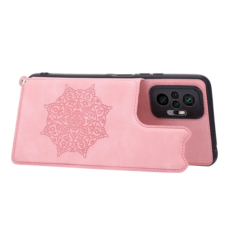 For Xiaomi Redmi Note 10 Pro Max Mandala Embossed PU + TPU Case with Holder & Card Slots & Photo Frame & Strap
