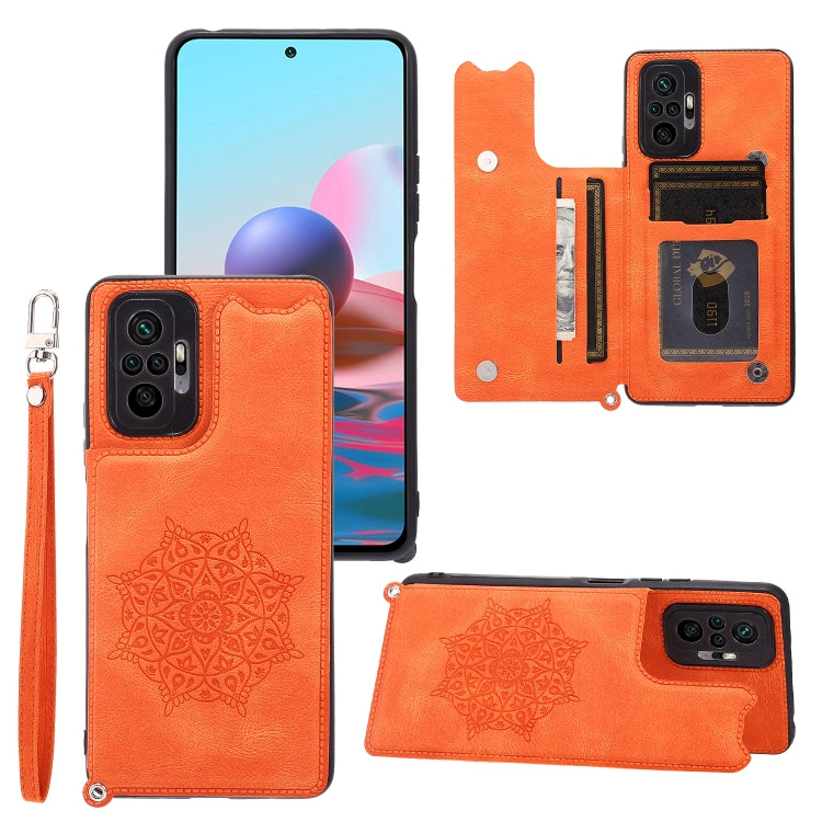 For Xiaomi Redmi Note 10 Pro Max Mandala Embossed PU + TPU Case with Holder & Card Slots & Photo Frame & Strap