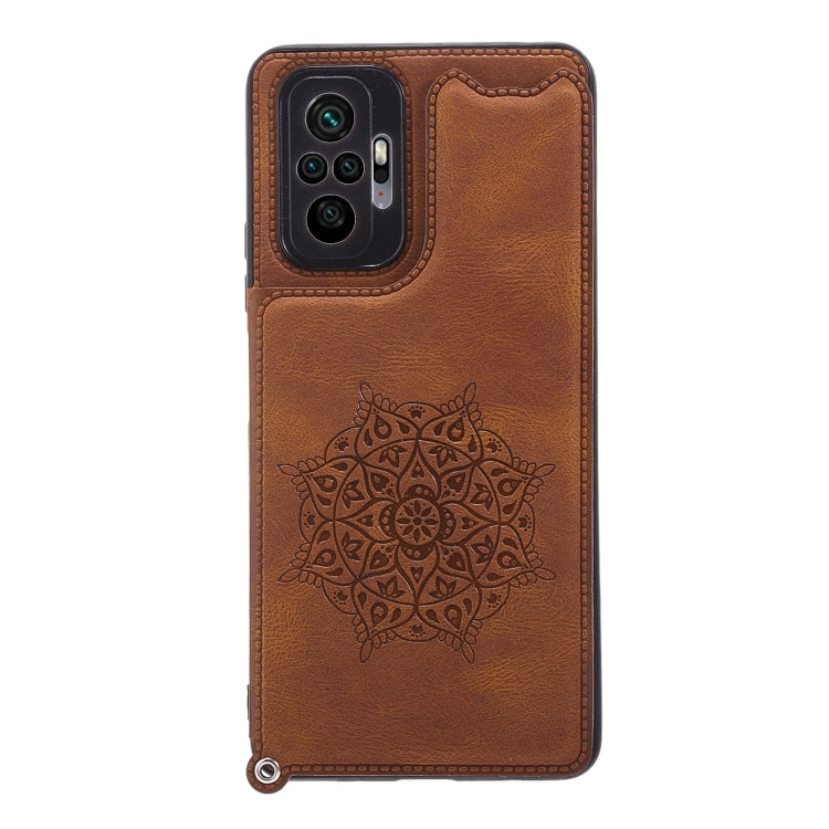 For Xiaomi Redmi Note 10 Pro Max Mandala Embossed PU + TPU Case with Holder & Card Slots & Photo Frame & Strap