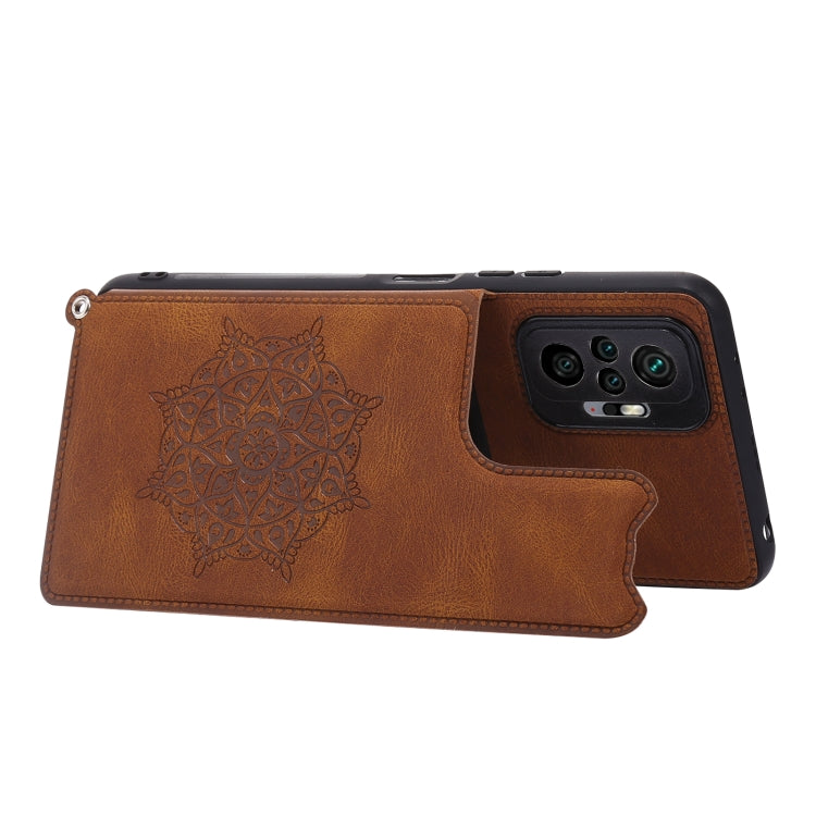 For Xiaomi Redmi Note 10 Pro Max Mandala Embossed PU + TPU Case with Holder & Card Slots & Photo Frame & Strap