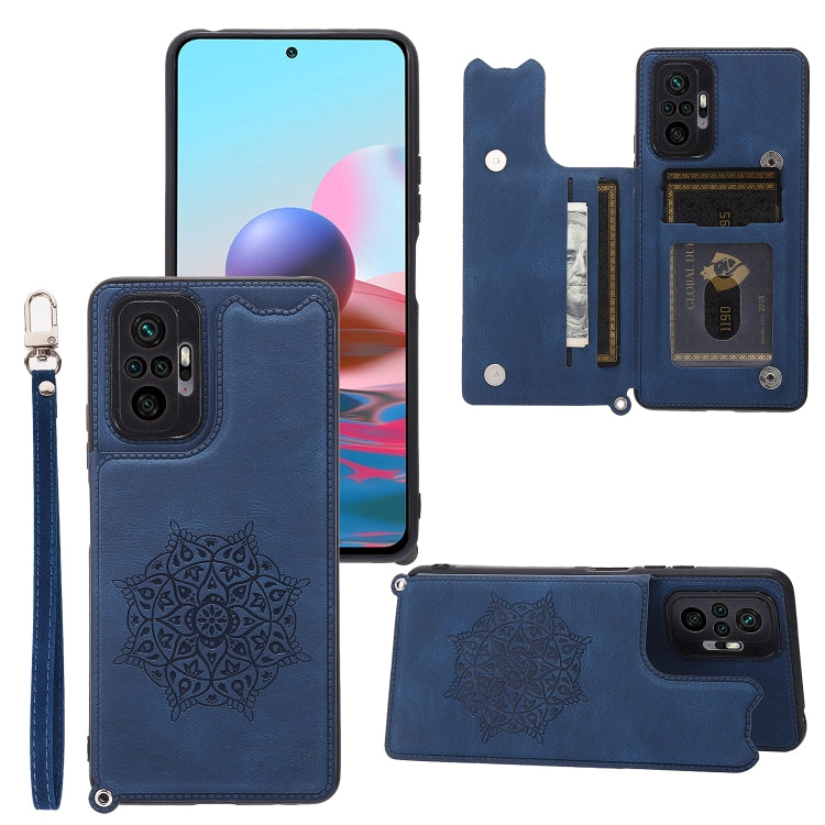 For Xiaomi Redmi Note 10 Pro Max Mandala Embossed PU + TPU Case with Holder & Card Slots & Photo Frame & Strap