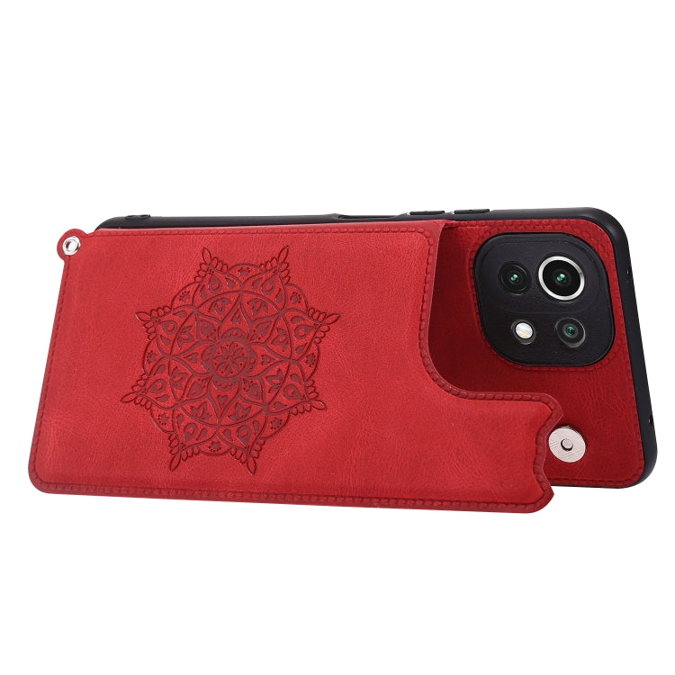 For Xiaomi Mi 11 Lite Mandala Embossed PU + TPU Case with Holder & Card Slots & Photo Frame & Strap