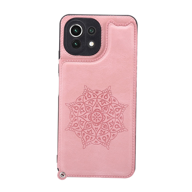For Xiaomi Mi 11 Lite Mandala Embossed PU + TPU Case with Holder & Card Slots & Photo Frame & Strap