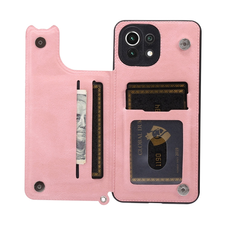 For Xiaomi Mi 11 Lite Mandala Embossed PU + TPU Case with Holder & Card Slots & Photo Frame & Strap