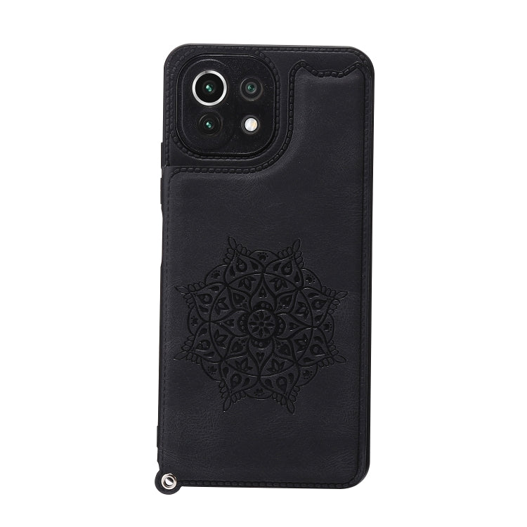 For Xiaomi Mi 11 Lite Mandala Embossed PU + TPU Case with Holder & Card Slots & Photo Frame & Strap
