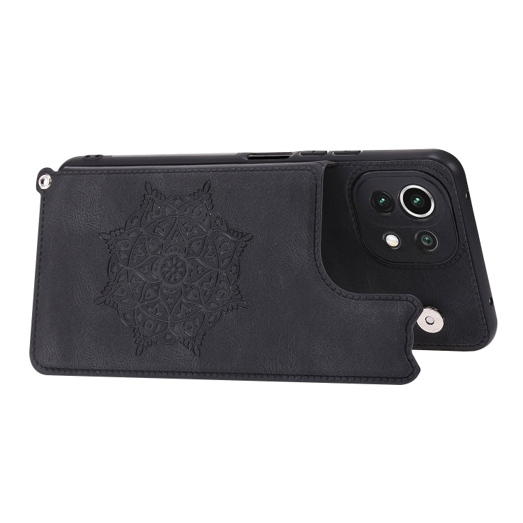 For Xiaomi Mi 11 Lite Mandala Embossed PU + TPU Case with Holder & Card Slots & Photo Frame & Strap