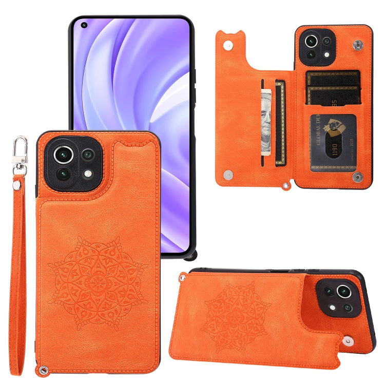 For Xiaomi Mi 11 Lite Mandala Embossed PU + TPU Case with Holder & Card Slots & Photo Frame & Strap