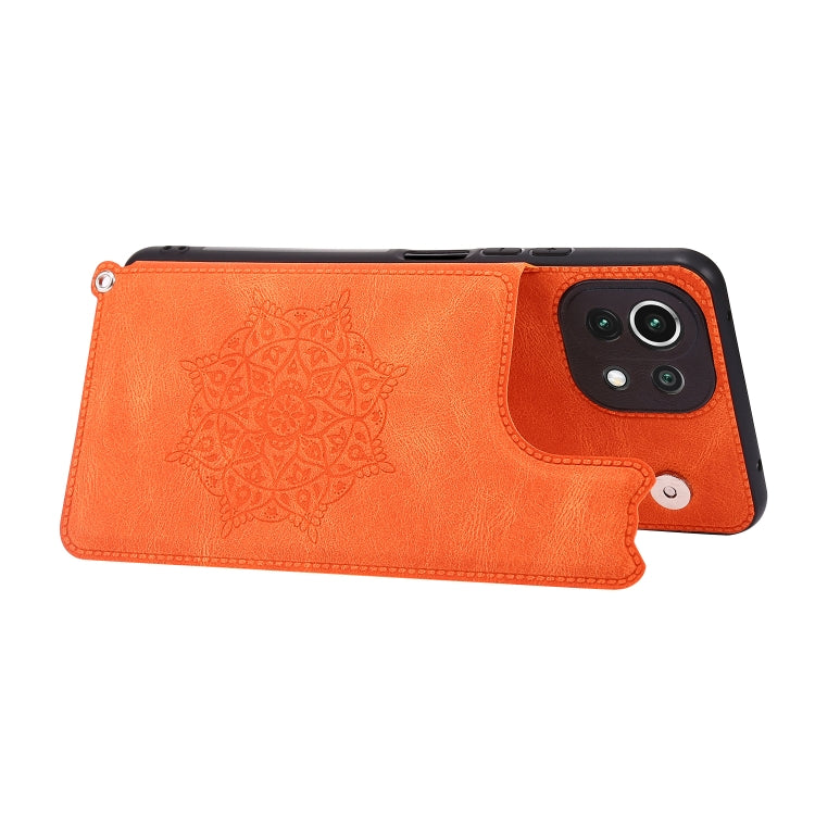 For Xiaomi Mi 11 Lite Mandala Embossed PU + TPU Case with Holder & Card Slots & Photo Frame & Strap