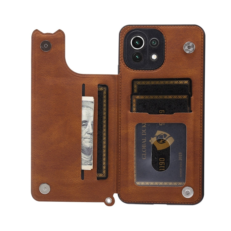 For Xiaomi Mi 11 Lite Mandala Embossed PU + TPU Case with Holder & Card Slots & Photo Frame & Strap