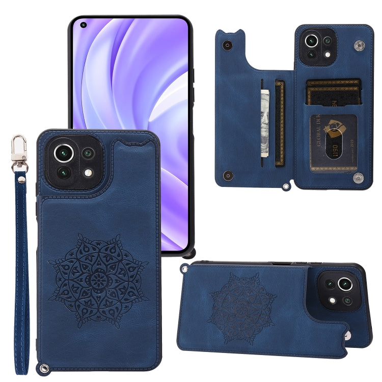 For Xiaomi Mi 11 Lite Mandala Embossed PU + TPU Case with Holder & Card Slots & Photo Frame & Strap