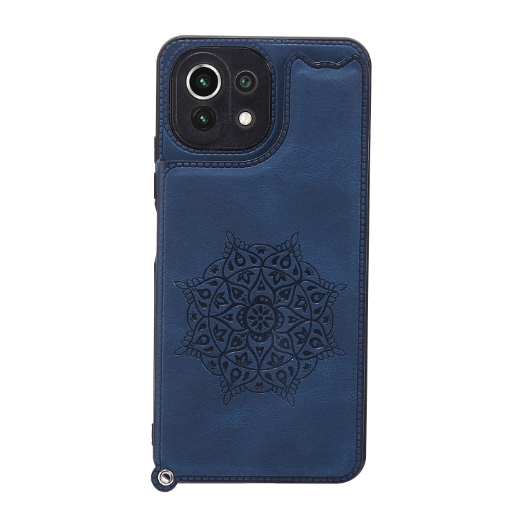 For Xiaomi Mi 11 Lite Mandala Embossed PU + TPU Case with Holder & Card Slots & Photo Frame & Strap