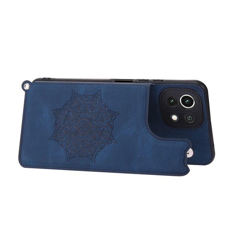 For Xiaomi Mi 11 Lite Mandala Embossed PU + TPU Case with Holder & Card Slots & Photo Frame & Strap