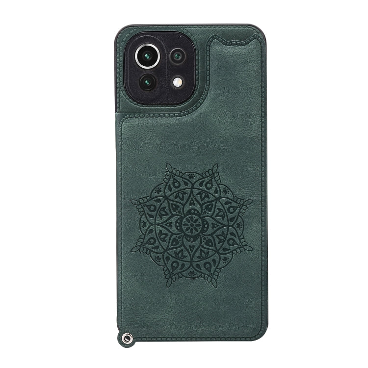 For Xiaomi Mi 11 Lite Mandala Embossed PU + TPU Case with Holder & Card Slots & Photo Frame & Strap