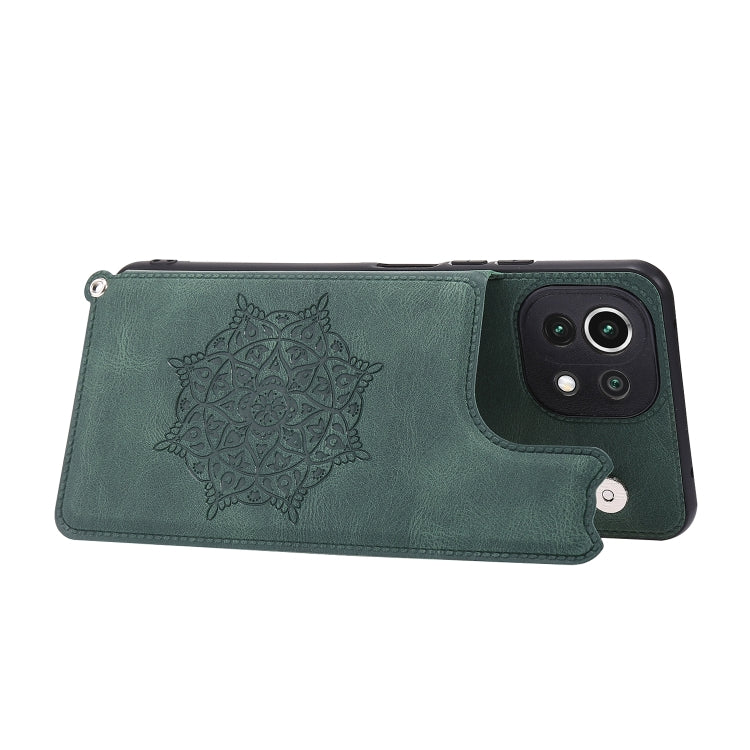 For Xiaomi Mi 11 Lite Mandala Embossed PU + TPU Case with Holder & Card Slots & Photo Frame & Strap