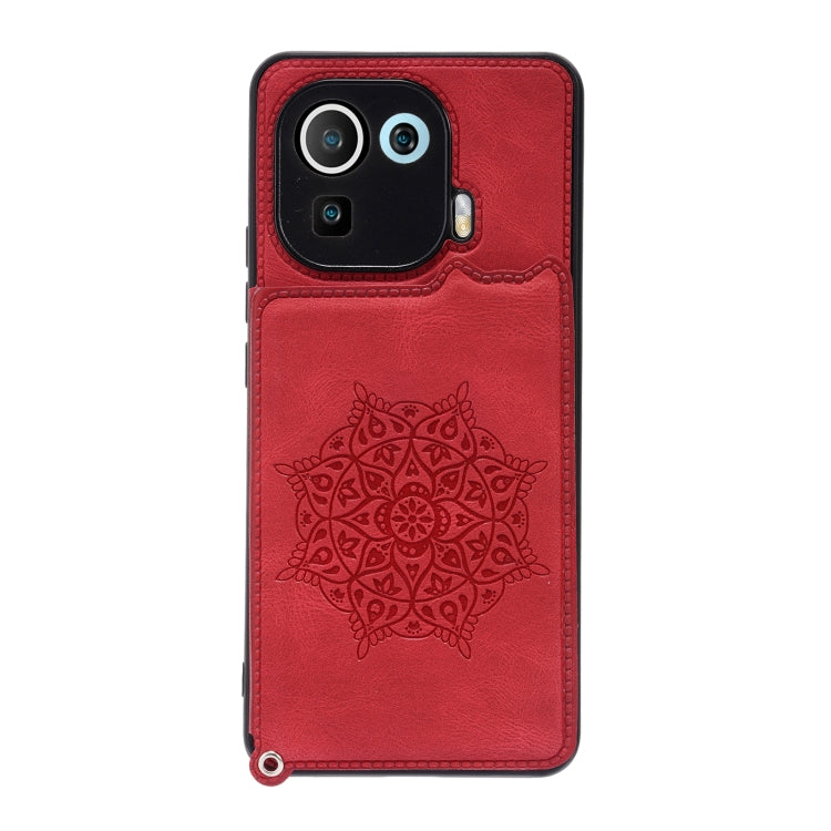 For Xiaomi Mi 11 Pro Mandala Embossed PU + TPU Case with Holder & Card Slots & Photo Frame & Strap